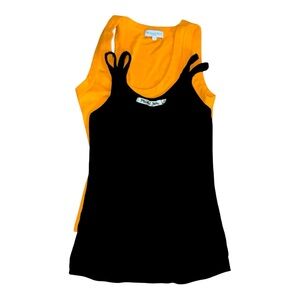 Michael Stars Double Strap Cami Black & Nelly Scoop Neck Tank Orange